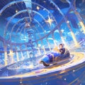 Ethereal Blue Racetrack for Snails Ã¢â¬â A Fantasy Adventure in Colorful Animation Royalty Free Stock Photo