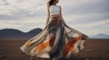 Ethereal Brushstroke Desert Maxi Skirt By Carolina Herrera