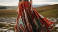 Ethereal Brushstroke Maxi Skirt In Red And Green Royalty Free Stock Photo