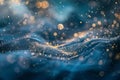 An ethereal cascade of luminous particles on a dusk blue canvas for a serene wallpaper Royalty Free Stock Photo