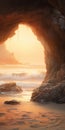 Ethereal Cave Overlooking Ocean At Sunset Royalty Free Stock Photo