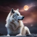 An ethereal, celestial wolf with fur made of nebulae, howling beneath a cosmic full moon2