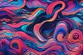 \'Ethereal Chaos\' using abstract patterns on an 80s retro-futuristic background