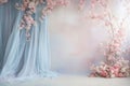 Ethereal Cherry Blossoms and Draping Silk Fabric Royalty Free Stock Photo