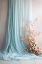 Ethereal Cherry Blossoms and Draping Silk Fabric Royalty Free Stock Photo