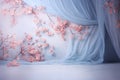 Ethereal Cherry Blossoms and Draping Silk Fabric Royalty Free Stock Photo