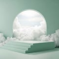 Ethereal cloud display platform with circular archway Royalty Free Stock Photo