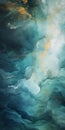 Ethereal Cloud Painting With Dark Teal And Light Turquoise