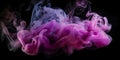 An ethereal cloud of pink and purple smoke on a black bac two generative AI