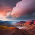 Ethereal clouds of color drifting across a serene and abstract landscape, invoking a sense of peace and tranquility4