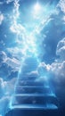 Ethereal connection Cloud stairway evokes spiritual transcendence and enlightenment