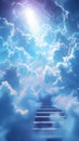 Ethereal connection Cloud stairway evokes spiritual transcendence and enlightenment