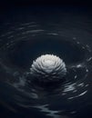 Ethereal coral like structure with ripples in dark waters, Generative AI