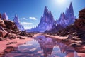 Ethereal Crystal Desert Landscape. Mystical Crystalline Sands. Generative AI
