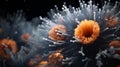 Ethereal 3d Model Of Cellular Biology With Orange And White Cells