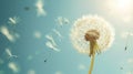 Ethereal dandelion seed dances on the breeze, a delicate ballet in nature\'s breath, Ai Generated