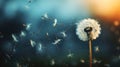 Ethereal dandelion seed dances on the breeze, a delicate ballet in nature\'s breath, Ai Generated