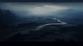 Ethereal Dark Landscape: Zbrush-inspired River In Desertwave Style