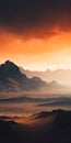 Ethereal Desert Landscape At Sunset With Mountains