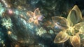 Ethereal Digital Flower Galaxy Artwork - Surreal Cosmic Blooms