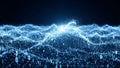 Ethereal Digital Landscape of Glowing Blue Particles and Binary Code Royalty Free Stock Photo