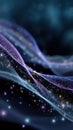 Ethereal digital rendering of translucent waves with sparkling particles creates a magical, dreamy atmosphere with