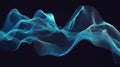 Ethereal Digital Waveform with Glowing Cyan Particles Against Background Visualization Royalty Free Stock Photo