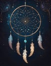 Ethereal Dreamcatcher Capturing Night Sky Mystique, Generative AI