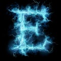 Ethereal electric blue light sculpture transforming the letter e in a futuristic setting Royalty Free Stock Photo