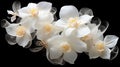 Ethereal Elegance: Delicate White Orchid Petals Suspended in Mid-Air