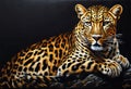 Ethereal Elegance: Ultra-Realistic Leopard Portrait on a Enchanting Black Background