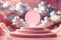 Ethereal Elevation: Pink Plinth as the Central Stage Surrounded by Floating Clouds Designed as a Podium