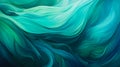 Ethereal emerald green waves flowing with silky smoothness, embodying tranquility