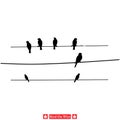 Ethereal Ensemble Mesmerizing Birds on Wire Silhouettes Royalty Free Stock Photo