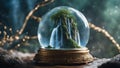 ethereal fantasy concept art macro photo of Ban Gioc waterfall in a snow globe