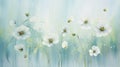 Ethereal Floral Illustration with White Cosmos Flowers