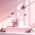 Ethereal Flower Elements on Floating Podium: Abstract Composition Royalty Free Stock Photo