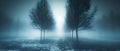 Concept Enchanted Woods, Misty Serenity, Ethereal Forest Serenade Veil of Mist and Silence Royalty Free Stock Photo