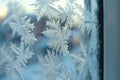 Ethereal Frost Patterns on Winter Windowpane Royalty Free Stock Photo