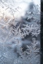 Ethereal Frost Patterns on Winter Windowpane Royalty Free Stock Photo