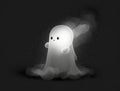 An ethereal Ghost ghost quietly floating through the night and shedding a brilliant silvery light. Cute creature. AI