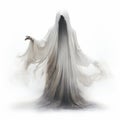 Ethereal Ghost In White Gown: Translucent Layers And Otherworldly Presence