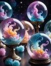 Cosmic Dance in Glass Orbs