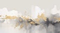 Ethereal Gold And Grey Abstract Inkblot Painting For Desktop And Screen