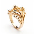 Ethereal Gold Leaf Ring Inspired By Crown - Exquisite Filigree Design