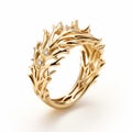Ethereal Gold Ring With Detailed Foliage And Diamonds