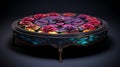 Ethereal Gothic Bed Of Roses: 3d Ornament Table With Stained Glass Effects