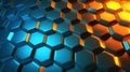 Ethereal HexaBlend: A Mesmerizing Hexagonal Biogenic Background with a Blue-to-Orange Color Gradient