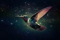 Ethereal Hummingbird among the Stars (AI Generated)