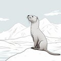 Ethereal Illustration Of Polar Otter In Mountainous Vistas Style